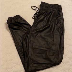 Black Leather Joggers